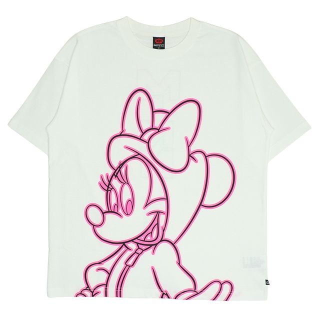 【ベビードール】ミニー 親子お揃い ネオンキャラクターTシャツ 0322A / 大人 ユニセックス 男女兼用 リンクコーデ ペアルック 親子コーデ トップス 半袖 クルーネック カットソー 天竺素材