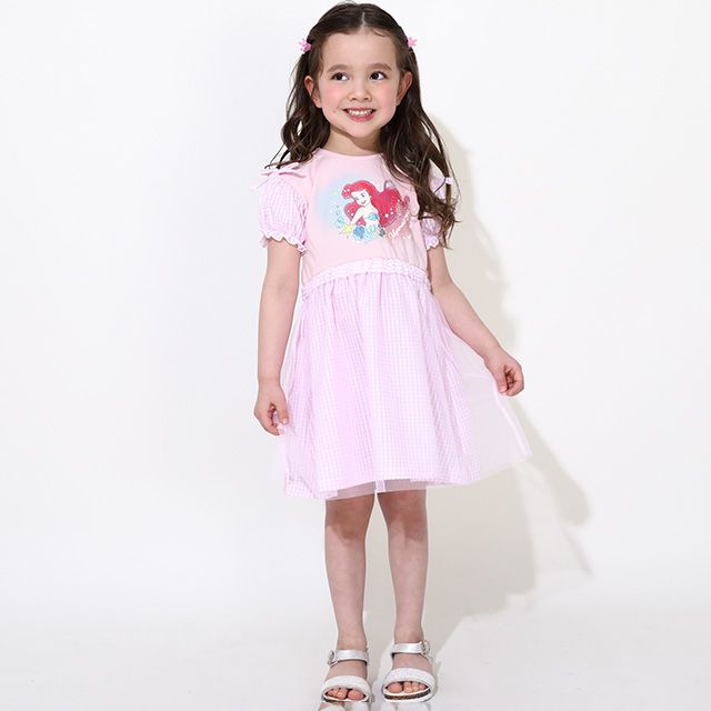 【ベビードール】アリエル プリンセス / ギンガムワンピース 0323K / キッズ 半袖 スカート チュール フェミニン ガーリー お姫様