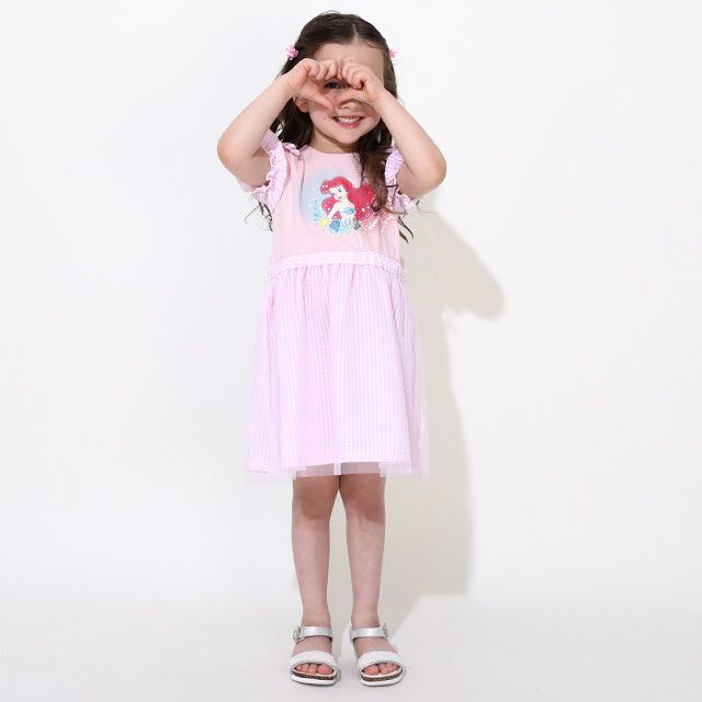 【ベビードール】アリエル プリンセス / ギンガムワンピース 0323K / キッズ 半袖 スカート チュール フェミニン ガーリー お姫様