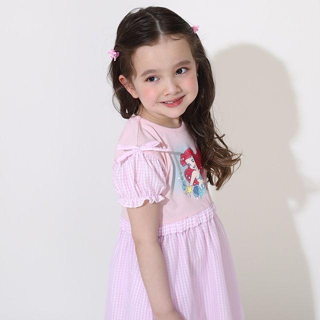 【ベビードール】アリエル プリンセス / ギンガムワンピース 0323K / キッズ 半袖 スカート チュール フェミニン ガーリー お姫様