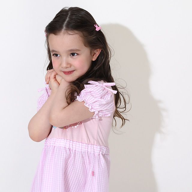【ベビードール】アリエル プリンセス / ギンガムワンピース 0323K / キッズ 半袖 スカート チュール フェミニン ガーリー お姫様