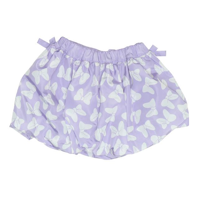 【ベビードール】ミニー リボン総柄バルーンスカート 0329K / ベビーサイズ キッズ ボトムス スカート ミニスカ バレエコア ウエスト半ゴム ゴム穴付 裾ゴム入り