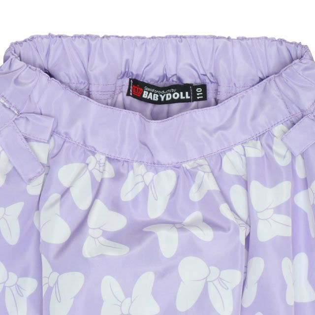 【ベビードール】ミニー リボン総柄バルーンスカート 0329K / ベビーサイズ キッズ ボトムス スカート ミニスカ バレエコア ウエスト半ゴム ゴム穴付 裾ゴム入り