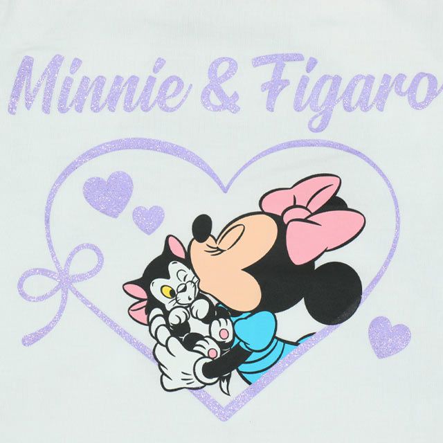 【ベビードール】ミニー フィガロ 肩リボンTシャツ 0330K / ベビーサイズ キッズ トップス 半袖 肩出し ラメプリント 天竺素材