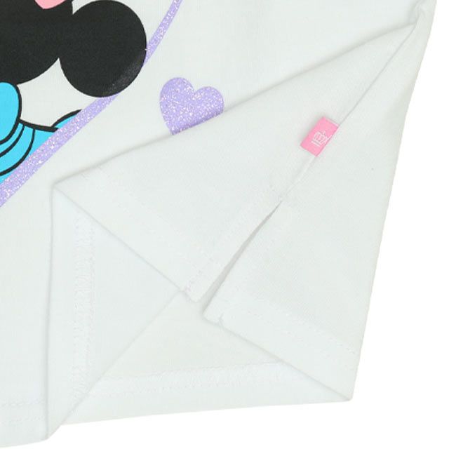 【ベビードール】ミニー フィガロ 肩リボンTシャツ 0330K / ベビーサイズ キッズ トップス 半袖 肩出し ラメプリント 天竺素材