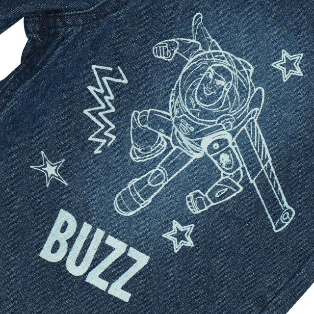 【ベビードール】トイ・ストーリー クラッシュデニムハーフパンツ 0393K / ウッディ バズ リトルグリーンメン ベビーサイズ キッズ ボトムス ショートパンツ 短パン 半ズボン ウエスト総ゴム ゴム穴付 ベルトループ ダメージ ヴィンテージ