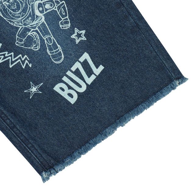 【ベビードール】トイ・ストーリー クラッシュデニムハーフパンツ 0393K / ウッディ バズ リトルグリーンメン ベビーサイズ キッズ ボトムス ショートパンツ 短パン 半ズボン ウエスト総ゴム ゴム穴付 ベルトループ ダメージ ヴィンテージ