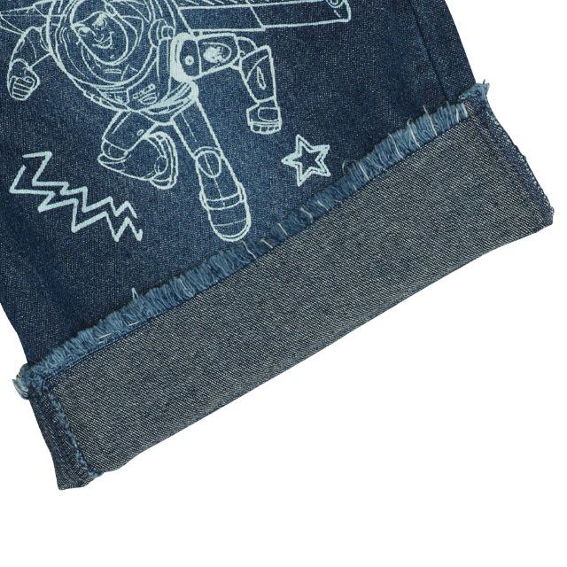 【ベビードール】トイ・ストーリー クラッシュデニムハーフパンツ 0393K / ウッディ バズ リトルグリーンメン ベビーサイズ キッズ ボトムス ショートパンツ 短パン 半ズボン ウエスト総ゴム ゴム穴付 ベルトループ ダメージ ヴィンテージ