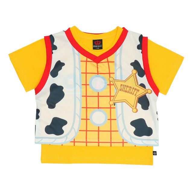 【ベビードール】ウッディ 親子お揃い なりきるベスト&times;キャラクターTシャツ 2点セット 0395K / トイ・ストーリー ベビーサイズ キッズ リンクコーデ ペアルック 親子コーデ トップス 半袖 クルーネック カットソー コーデセット コスプレ