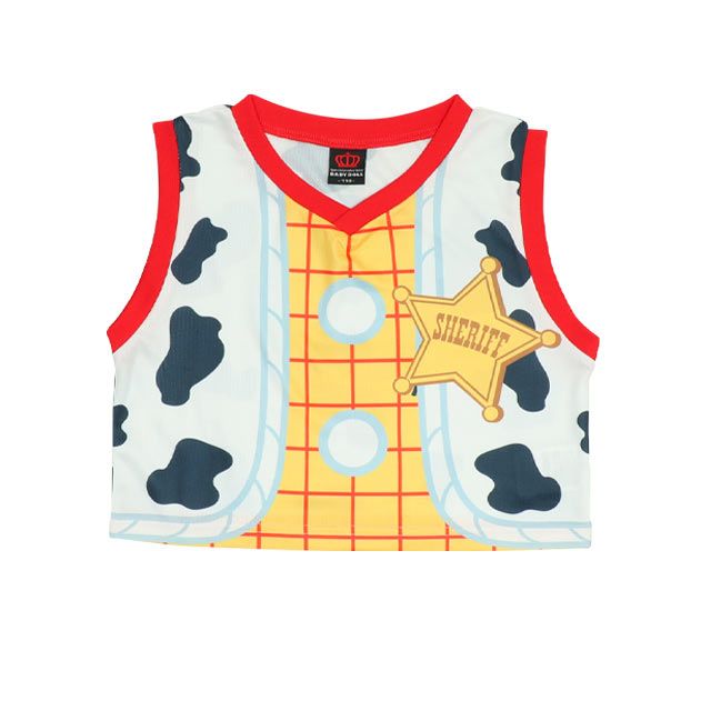 【ベビードール】ウッディ 親子お揃い なりきるベスト&times;キャラクターTシャツ 2点セット 0395K / トイ・ストーリー ベビーサイズ キッズ リンクコーデ ペアルック 親子コーデ トップス 半袖 クルーネック カットソー コーデセット コスプレ