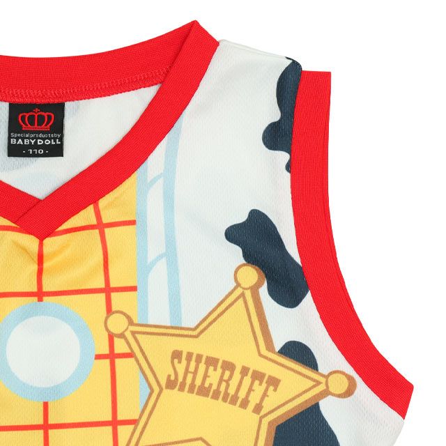 【ベビードール】ウッディ 親子お揃い なりきるベスト&times;キャラクターTシャツ 2点セット 0395K / トイ・ストーリー ベビーサイズ キッズ リンクコーデ ペアルック 親子コーデ トップス 半袖 クルーネック カットソー コーデセット コスプレ