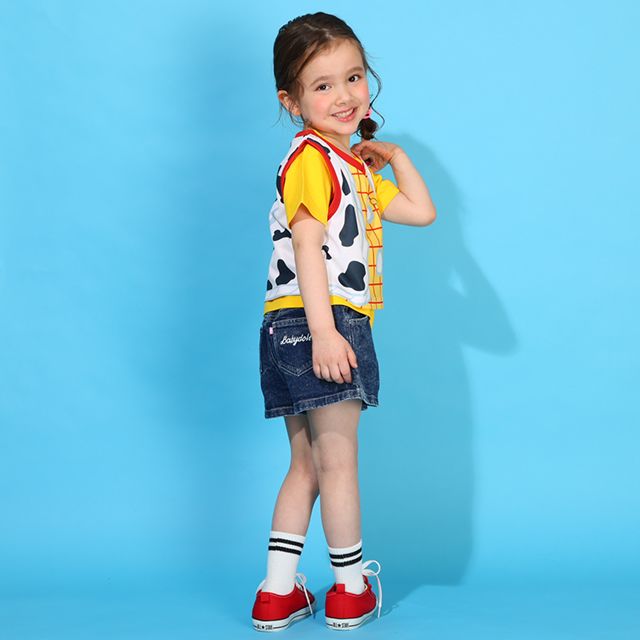 【ベビードール】ウッディ 親子お揃い なりきるベスト&times;キャラクターTシャツ 2点セット 0395K / トイ・ストーリー ベビーサイズ キッズ リンクコーデ ペアルック 親子コーデ トップス 半袖 クルーネック カットソー コーデセット コスプレ