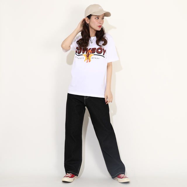 【ベビードール】ウッディ 親子お揃い キャラクターTシャツ 0396A / トイ・ストーリー 大人 ユニセックス 男女兼用 リンクコーデ ペアルック 親子コーデ トップス 半袖 クルーネック カットソー 天竺素材