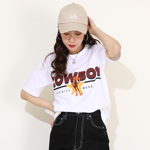 【ベビードール】ウッディ 親子お揃い キャラクターTシャツ 0396A / トイ・ストーリー 大人 ユニセックス 男女兼用 リンクコーデ ペアルック 親子コーデ トップス 半袖 クルーネック カットソー 天竺素材