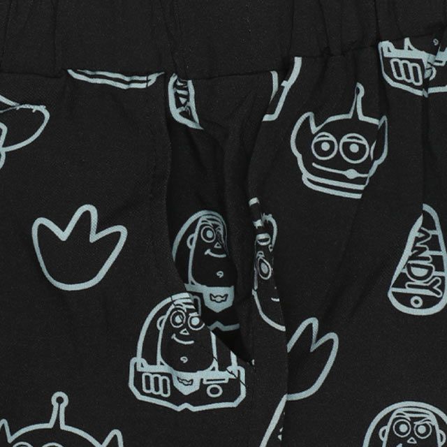 【ベビードール】親子お揃い トイ・ストーリー 総柄ハーフパンツ 0398K （トップス別売り） / ベビーサイズ キッズ リンクコーデ ペアルック 親子コーデ ボトムス ショートパンツ 短パン 半ズボン ウエスト総ゴム ゴム穴付 レーヨン素材 セットアップアイテム