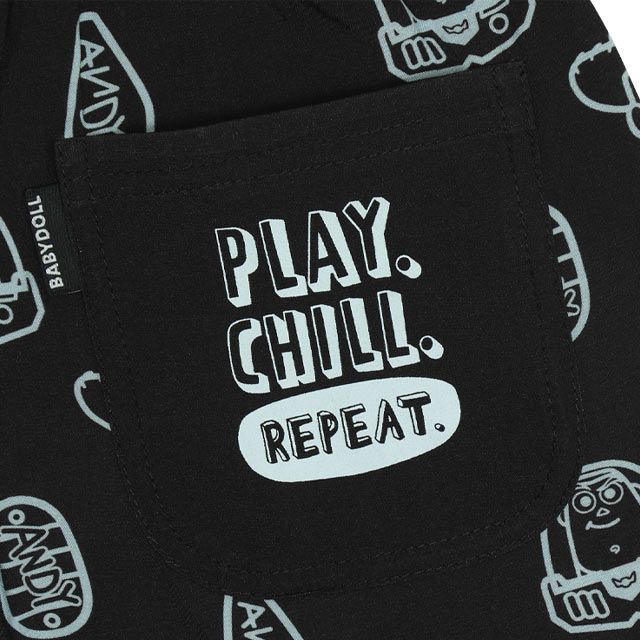 【ベビードール】親子お揃い トイ・ストーリー 総柄ハーフパンツ 0398K （トップス別売り） / ベビーサイズ キッズ リンクコーデ ペアルック 親子コーデ ボトムス ショートパンツ 短パン 半ズボン ウエスト総ゴム ゴム穴付 レーヨン素材 セットアップアイテム