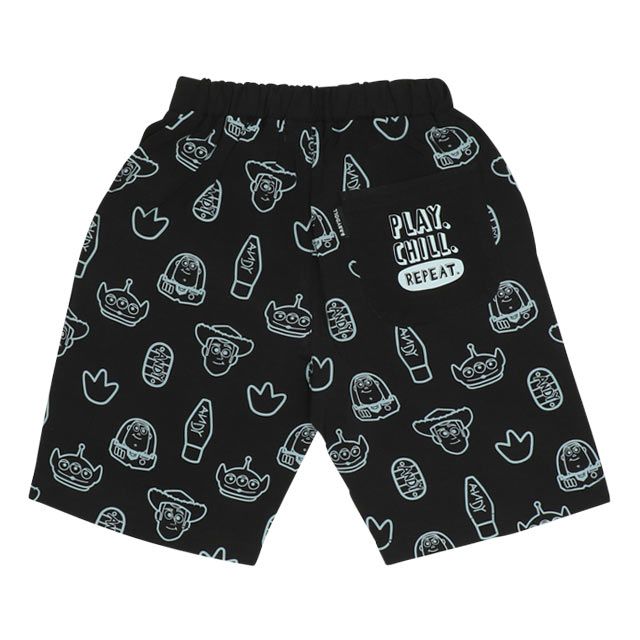 【ベビードール】親子お揃い トイ・ストーリー 総柄ハーフパンツ 0398K （トップス別売り） / ベビーサイズ キッズ リンクコーデ ペアルック 親子コーデ ボトムス ショートパンツ 短パン 半ズボン ウエスト総ゴム ゴム穴付 レーヨン素材 セットアップアイテム