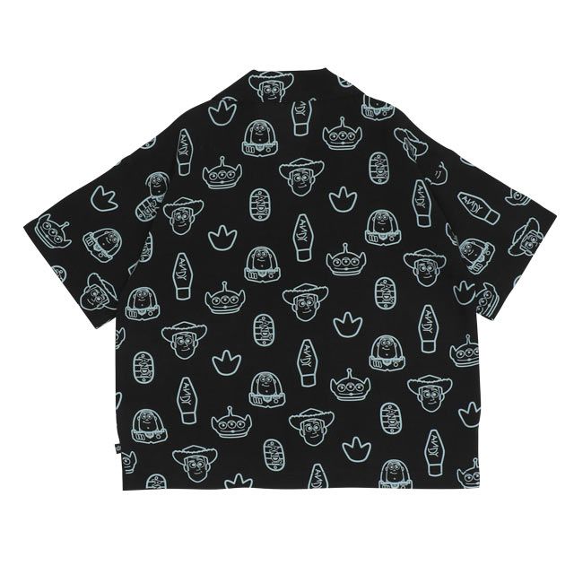 【ベビードール】親子お揃い トイ・ストーリー 総柄半袖シャツ 0399K （ボトムス別売り） / ベビーサイズ キッズ リンクコーデ ペアルック 親子コーデ トップス 羽織り 半袖 開襟 オープンカラー 配色ボタン レーヨン素材 セットアップアイテム