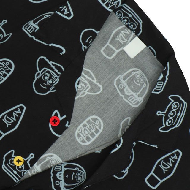 【ベビードール】親子お揃い トイ・ストーリー 総柄半袖シャツ 0399K （ボトムス別売り） / ベビーサイズ キッズ リンクコーデ ペアルック 親子コーデ トップス 羽織り 半袖 開襟 オープンカラー 配色ボタン レーヨン素材 セットアップアイテム