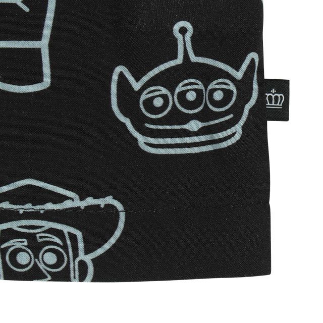 【ベビードール】親子お揃い トイ・ストーリー 総柄半袖シャツ 0399K （ボトムス別売り） / ベビーサイズ キッズ リンクコーデ ペアルック 親子コーデ トップス 羽織り 半袖 開襟 オープンカラー 配色ボタン レーヨン素材 セットアップアイテム