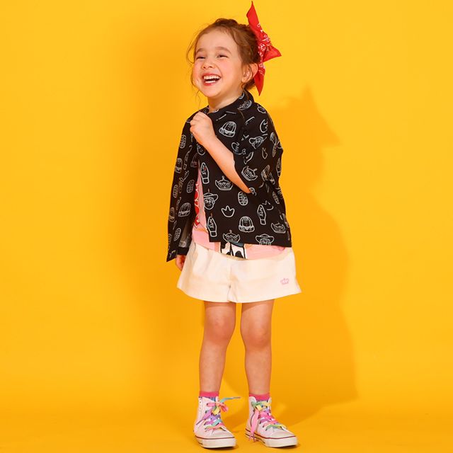 【ベビードール】親子お揃い トイ・ストーリー 総柄半袖シャツ 0399K （ボトムス別売り） / ベビーサイズ キッズ リンクコーデ ペアルック 親子コーデ トップス 羽織り 半袖 開襟 オープンカラー 配色ボタン レーヨン素材 セットアップアイテム