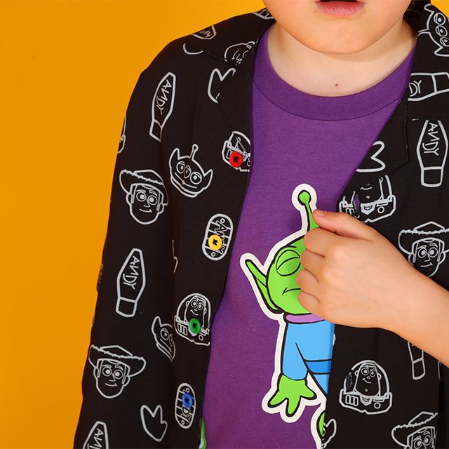 【ベビードール】親子お揃い トイ・ストーリー 総柄半袖シャツ 0399K （ボトムス別売り） / ベビーサイズ キッズ リンクコーデ ペアルック 親子コーデ トップス 羽織り 半袖 開襟 オープンカラー 配色ボタン レーヨン素材 セットアップアイテム