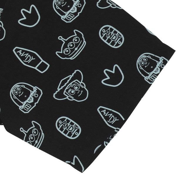 【ベビードール】親子お揃い トイ・ストーリー 総柄半袖シャツ 0399A （ボトムス別売り） / 大人 ユニセックス 男女兼用 リンクコーデ ペアルック 親子コーデ トップス 羽織り 半袖 開襟 オープンカラー 配色ボタン レーヨン素材 セットアップアイテム