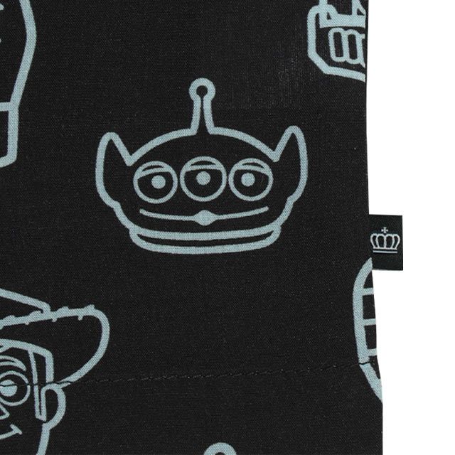 【ベビードール】親子お揃い トイ・ストーリー 総柄半袖シャツ 0399A （ボトムス別売り） / 大人 ユニセックス 男女兼用 リンクコーデ ペアルック 親子コーデ トップス 羽織り 半袖 開襟 オープンカラー 配色ボタン レーヨン素材 セットアップアイテム