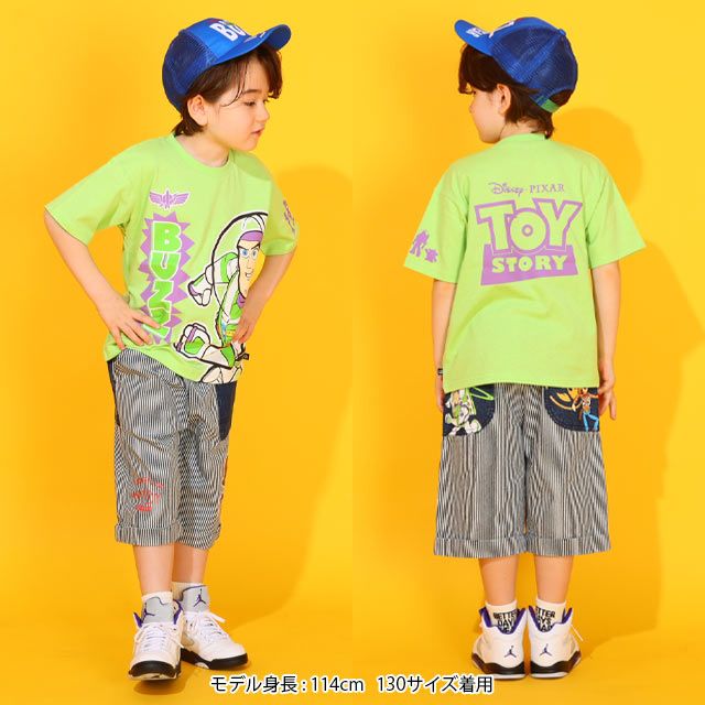 【ベビードール】バズ 親子お揃い 蓄光キャラクターTシャツ 0400K / トイ・ストーリー ベビーサイズ キッズ リンクコーデ ペアルック 親子コーデ トップス 半袖 クルーネック カットソー 暗いところで光る 天竺素材