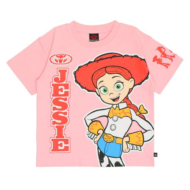 【ベビードール】ジェシー 親子お揃い 蓄光キャラクターTシャツ 0400K / トイ・ストーリー ベビーサイズ キッズ リンクコーデ ペアルック 親子コーデ トップス 半袖 クルーネック カットソー 暗いところで光る 天竺素材