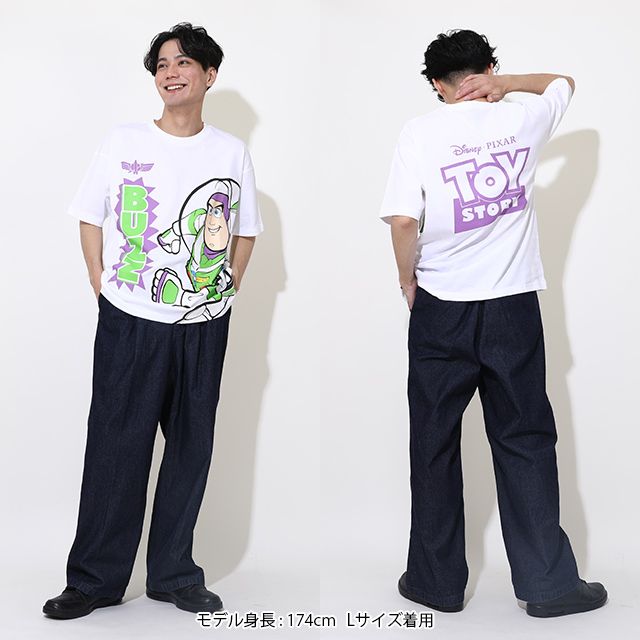 【ベビードール】バズ 親子お揃い 蓄光キャラクターTシャツ 0400A / トイ・ストーリー 大人 ユニセックス 男女兼用 リンクコーデ ペアルック 親子コーデ トップス 半袖 クルーネック カットソー 暗いところで光る 天竺素材