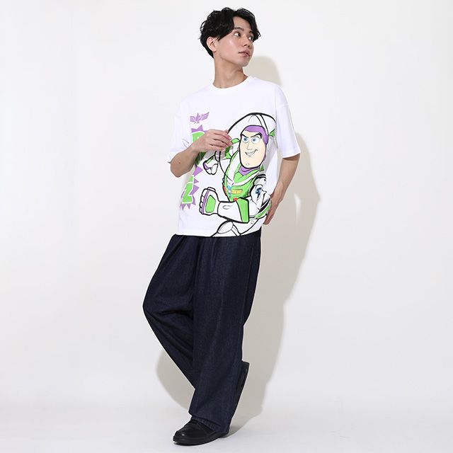 【ベビードール】バズ 親子お揃い 蓄光キャラクターTシャツ 0400A / トイ・ストーリー 大人 ユニセックス 男女兼用 リンクコーデ ペアルック 親子コーデ トップス 半袖 クルーネック カットソー 暗いところで光る 天竺素材
