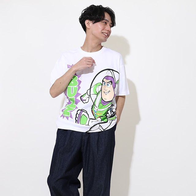 【ベビードール】バズ 親子お揃い 蓄光キャラクターTシャツ 0400A / トイ・ストーリー 大人 ユニセックス 男女兼用 リンクコーデ ペアルック 親子コーデ トップス 半袖 クルーネック カットソー 暗いところで光る 天竺素材
