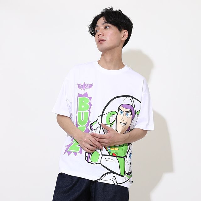 【ベビードール】バズ 親子お揃い 蓄光キャラクターTシャツ 0400A / トイ・ストーリー 大人 ユニセックス 男女兼用 リンクコーデ ペアルック 親子コーデ トップス 半袖 クルーネック カットソー 暗いところで光る 天竺素材