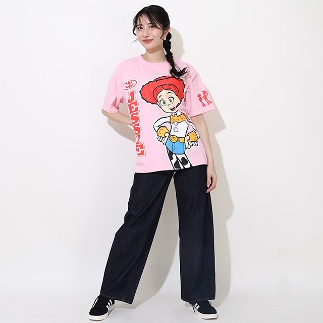 【ベビードール】ジェシー 親子お揃い 蓄光キャラクターTシャツ 0400A / トイ・ストーリー 大人 ユニセックス 男女兼用 リンクコーデ ペアルック 親子コーデ トップス 半袖 クルーネック カットソー 暗いところで光る 天竺素材