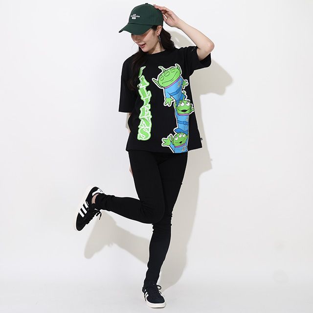 【ベビードール】リトルグリーンメン 親子お揃い 蓄光キャラクターTシャツ 0400A / トイ・ストーリー 大人 ユニセックス 男女兼用 リンクコーデ ペアルック 親子コーデ トップス 半袖 クルーネック カットソー 暗いところで光る 天竺素材