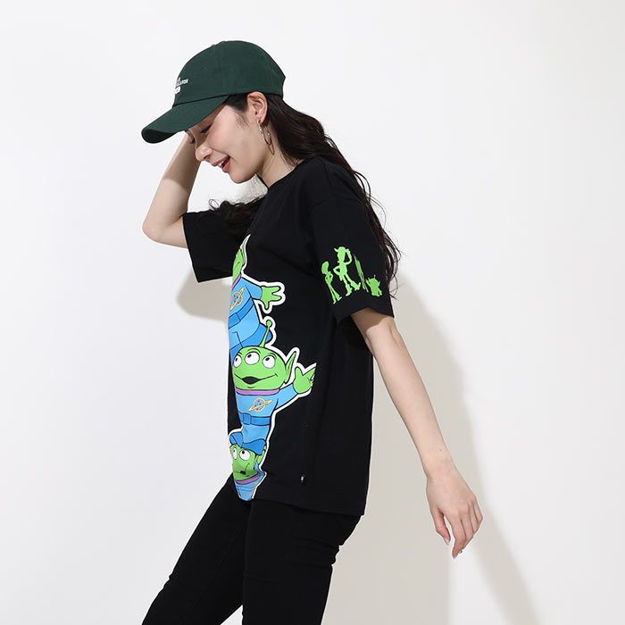 【ベビードール】リトルグリーンメン 親子お揃い 蓄光キャラクターTシャツ 0400A / トイ・ストーリー 大人 ユニセックス 男女兼用 リンクコーデ ペアルック 親子コーデ トップス 半袖 クルーネック カットソー 暗いところで光る 天竺素材