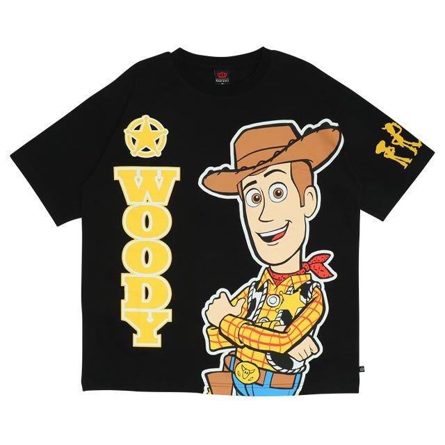 【ベビードール】ウッディ 親子お揃い 蓄光キャラクターTシャツ 0400A / トイ・ストーリー 大人 ユニセックス 男女兼用 リンクコーデ ペアルック 親子コーデ トップス 半袖 クルーネック カットソー 暗いところで光る 天竺素材