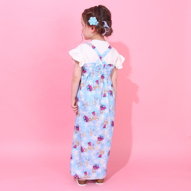 【ベビードール】アナ エルサ プリンセス / 2WAY浴衣ワンピース 0434K / 90cm-140cm キッズ セパレートタイプ 3点セット 半袖 ワンピ ロングスカート 作り帯 胸部総ゴム（ギャザー） 肩紐長さ調整可（2段階/取り外し不可）