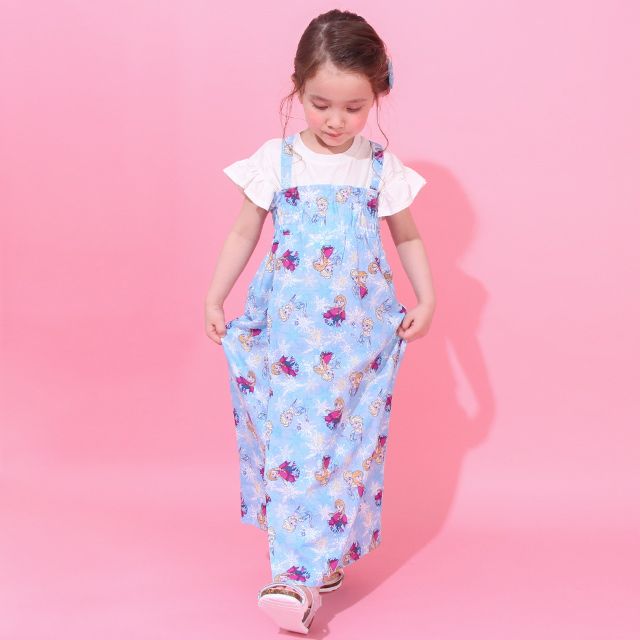 【ベビードール】アナ エルサ プリンセス / 2WAY浴衣ワンピース 0434K / 90cm-140cm キッズ セパレートタイプ 3点セット 半袖 ワンピ ロングスカート 作り帯 胸部総ゴム（ギャザー） 肩紐長さ調整可（2段階/取り外し不可）