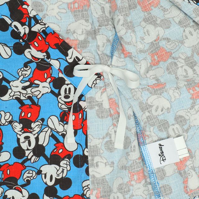 【ベビードール】ミッキー 甚平 上下2点セット 0429K / 80cm-130cm ベビーサイズ キッズ リンクコーデ ペアルック セットアップ 半袖 半ズボン ハーフパンツ ウエスト総ゴム ゴム穴付