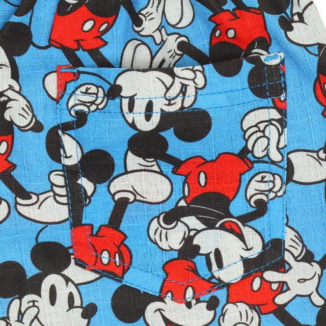 【ベビードール】ミッキー 甚平 上下2点セット 0429K / 80cm-130cm ベビーサイズ キッズ リンクコーデ ペアルック セットアップ 半袖 半ズボン ハーフパンツ ウエスト総ゴム ゴム穴付