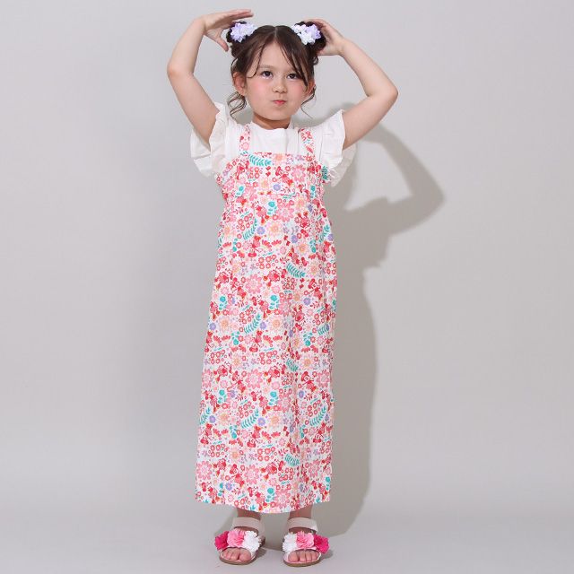 【ベビードール】ミニー 2WAY浴衣ワンピース 0431K / 90cm-140cm キッズ セパレートタイプ 3点セット 半袖 ワンピ ロングスカート 作り帯 胸部総ゴム（ギャザー） 肩紐長さ調整可（2段階/取り外し不可）