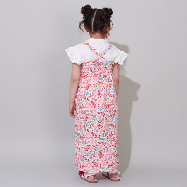 【ベビードール】ミニー 2WAY浴衣ワンピース 0431K / 90cm-140cm キッズ セパレートタイプ 3点セット 半袖 ワンピ ロングスカート 作り帯 胸部総ゴム（ギャザー） 肩紐長さ調整可（2段階/取り外し不可）