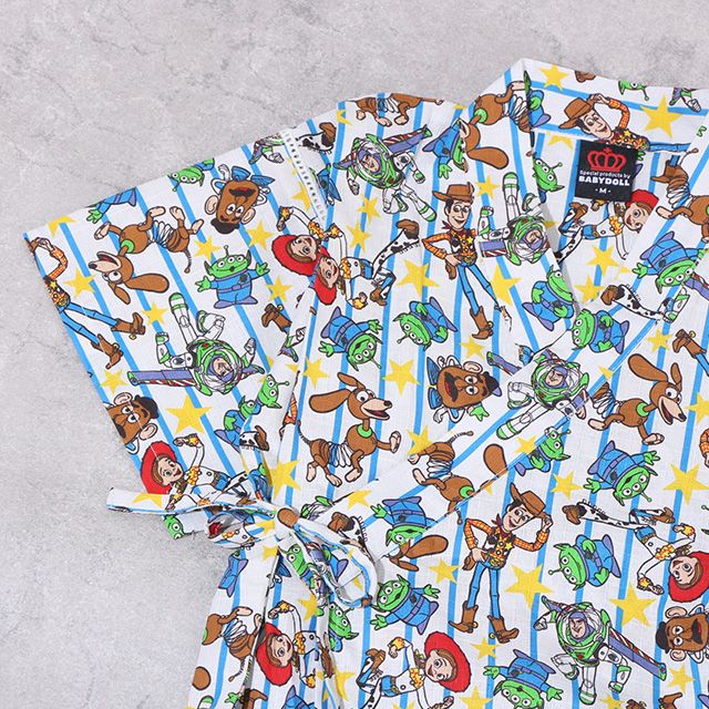 【ベビードール】トイ・ストーリー 甚平 上下2点セット 0432K / 80cm-130cm ベビーサイズ キッズ リンクコーデ ペアルック セットアップ 半袖 半ズボン ハーフパンツ ウエスト総ゴム ゴム穴付