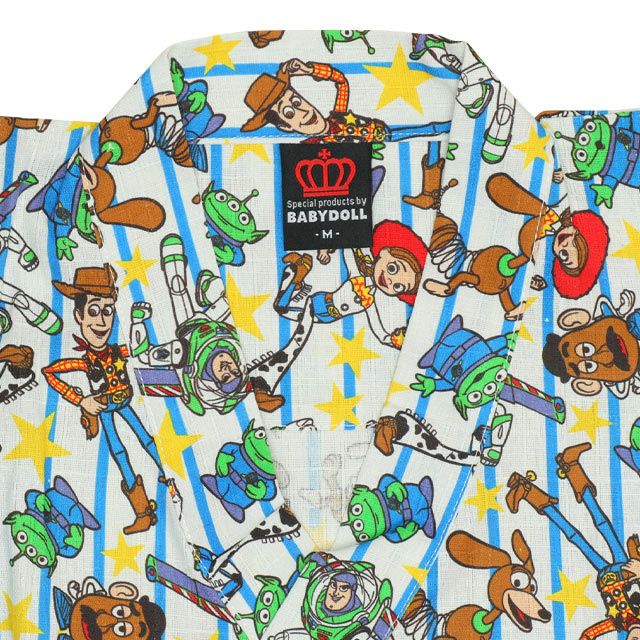 【ベビードール】トイ・ストーリー 甚平 上下2点セット 0432K / 80cm-130cm ベビーサイズ キッズ リンクコーデ ペアルック セットアップ 半袖 半ズボン ハーフパンツ ウエスト総ゴム ゴム穴付