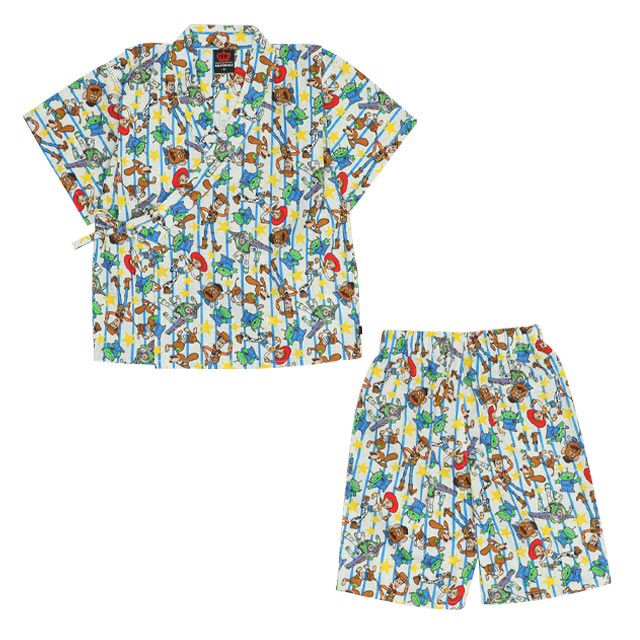 【ベビードール】トイ・ストーリー 甚平 上下2点セット 0432K / 80cm-130cm ベビーサイズ キッズ リンクコーデ ペアルック セットアップ 半袖 半ズボン ハーフパンツ ウエスト総ゴム ゴム穴付