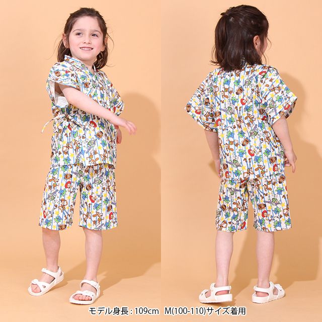 【ベビードール】トイ・ストーリー 甚平 上下2点セット 0432K / 80cm-130cm ベビーサイズ キッズ リンクコーデ ペアルック セットアップ 半袖 半ズボン ハーフパンツ ウエスト総ゴム ゴム穴付