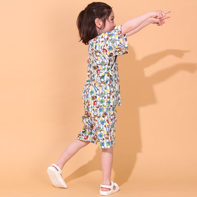 【ベビードール】トイ・ストーリー 甚平 上下2点セット 0432K / 80cm-130cm ベビーサイズ キッズ リンクコーデ ペアルック セットアップ 半袖 半ズボン ハーフパンツ ウエスト総ゴム ゴム穴付