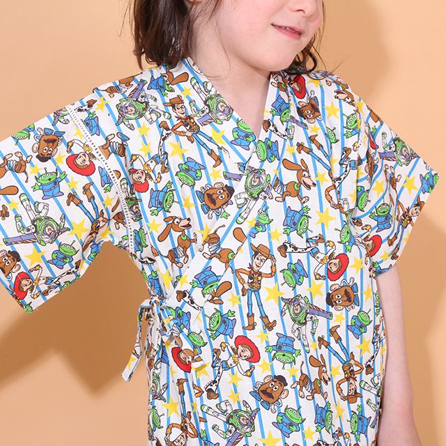 【ベビードール】トイ・ストーリー 甚平 上下2点セット 0432K / 80cm-130cm ベビーサイズ キッズ リンクコーデ ペアルック セットアップ 半袖 半ズボン ハーフパンツ ウエスト総ゴム ゴム穴付